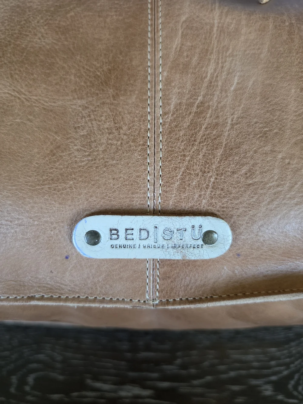 Bed Stu Bruna Leather Handbag in Tan with Cream Handles